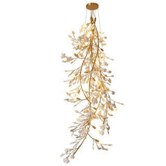 Gingko Porcelain Petal Staircase Branch Chandelier