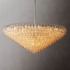 Murano Clear Glass Tiered Round Chandelier