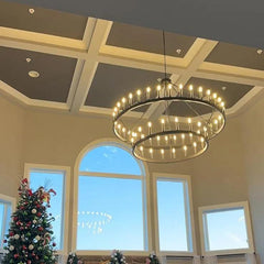 Vintage Candelabra Two-Tier Round Chandelier