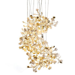 Gingko Porcelain Petal Staircase Branch Chandelier