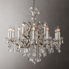19TH C.Clear Royal Cut Crystal Round Chandelier 33