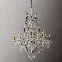 19TH C.Clear Royal Cut Crystal Round Chandelier 40