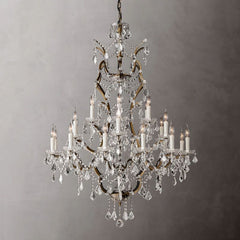 19TH C.Clear Royal Cut Crystal Round Chandelier 40