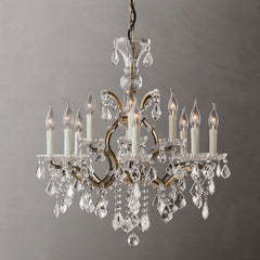 19TH C.Clear Royal Cut Crystal Round Chandelier 28