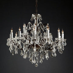 19TH C.Clear Royal Cut Crystal Round Chandelier 33