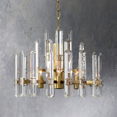 Bonnie Faceted Crystal Prisms Round Chandelier