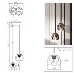 Belle De Crystal 2 Lights Pendant