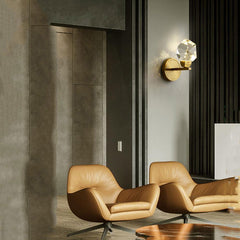 Aurelia Modern Faceted Crystal Brass Wall Sconce