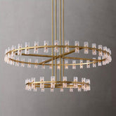 Industrial Round Two-Tier-Crystal Chandelier