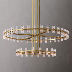 Industrial Round Two-Tier-Crystal Chandelier
