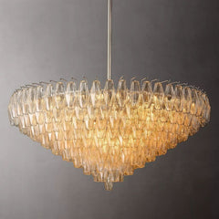 Murano Clear Glass Tiered Round Chandelier