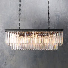Modern Rectangular K9 Crystal Chandelier