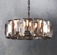 Faceted Crystal Glass Round Chandelier D22