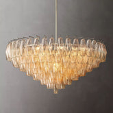 Murano Clear Glass Tiered Round Chandelier