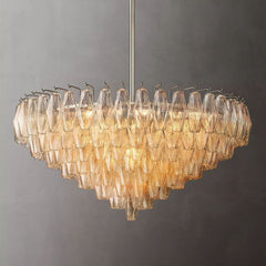 Murano Clear Glass Tiered Round Chandelier