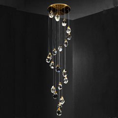 Aurelia Faceted Crystal Prisms Staircase Loft Chandeliers