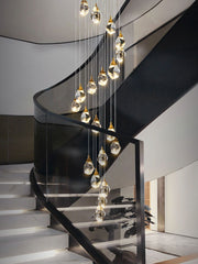 Aurelia Faceted Crystal Prisms Staircase Loft Chandeliers