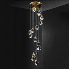 Aurelia Faceted Crystal Prisms Staircase Loft Chandeliers