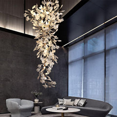 Gingko Porcelain Petal Staircase Branch Chandelier