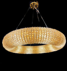 Luxury Crystal Halo Amber Round Chandeliers