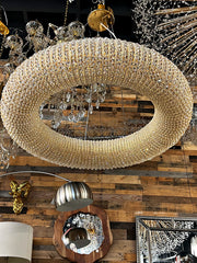 Luxury Crystal Halo Amber Round Chandeliers