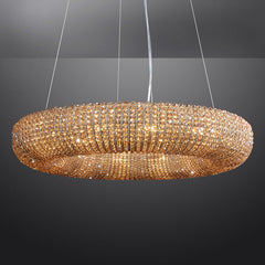 Luxury Crystal Halo Amber Round Chandeliers