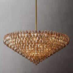 Murano Smoke Glass Tiered Round Chandelier