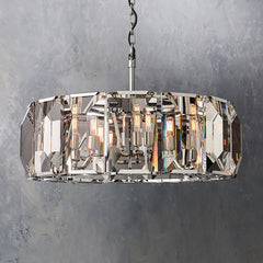 Faceted Crystal Glass Round Chandelier D22