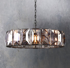 Faceted Crystal Glass Round Chandelier D43