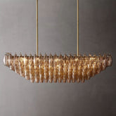 Murano Smoke Glass Tiered Rectangular Chandelier
