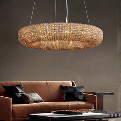 Luxury Crystal Halo Amber Round Chandeliers
