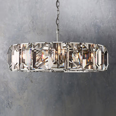 Faceted Crystal Glass Round Chandelier D43