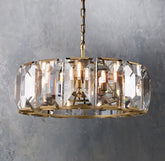 Faceted Crystal Glass Round Chandelier D22
