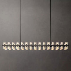 Industrial Rectangular Crystal Chandelier