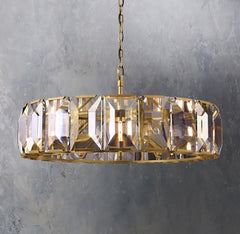 Faceted Crystal Glass Round Chandelier D43