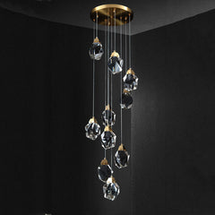 Aurelia Faceted Crystal Prisms Staircase Loft Chandeliers