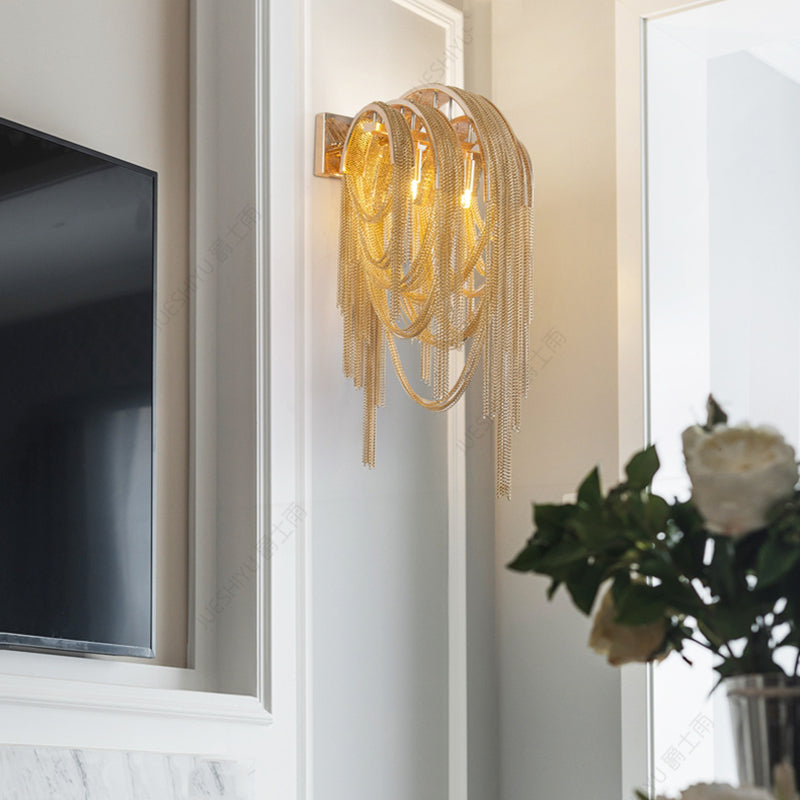 Sophia Modern Aluminum Chain Tassel Wall Sconce