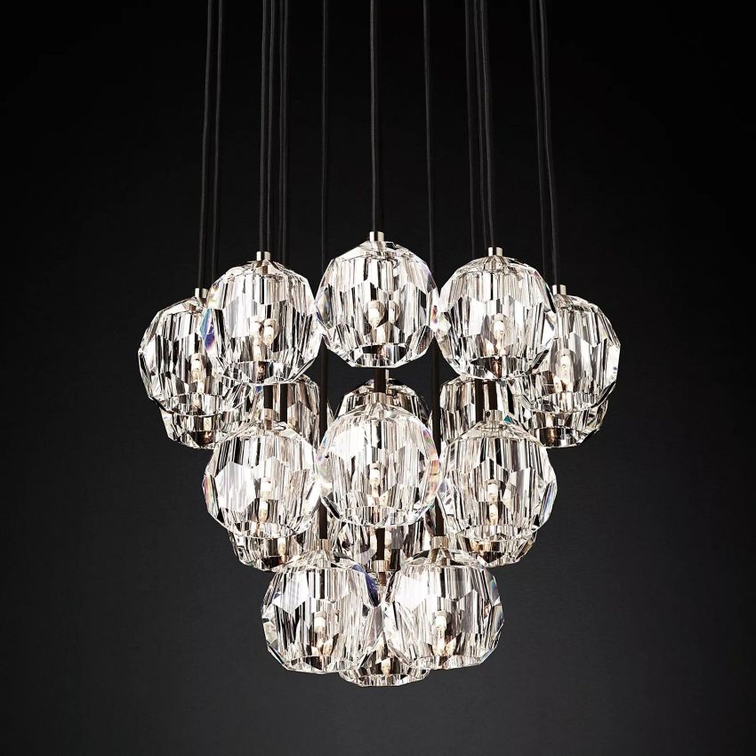 Belle De Crystal Ball Round Cluster Chandelier 19