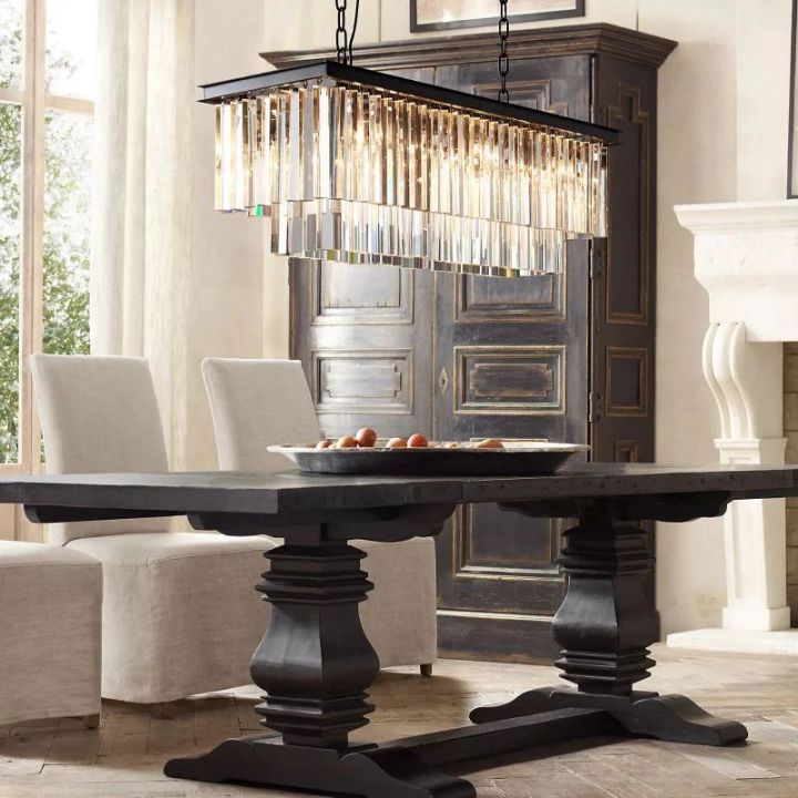 Modern Rectangular K9 Crystal Chandelier