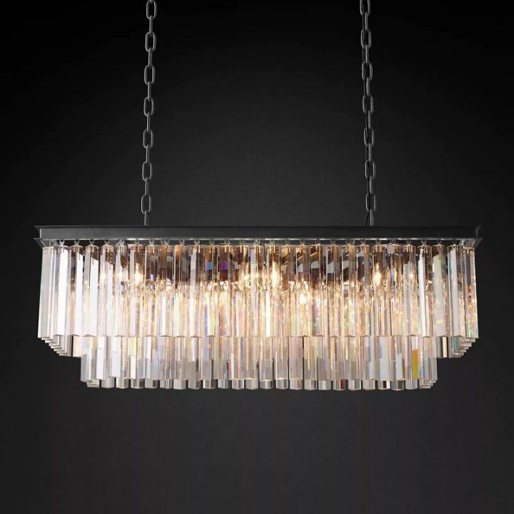 Modern Rectangular K9 Crystal Chandelier