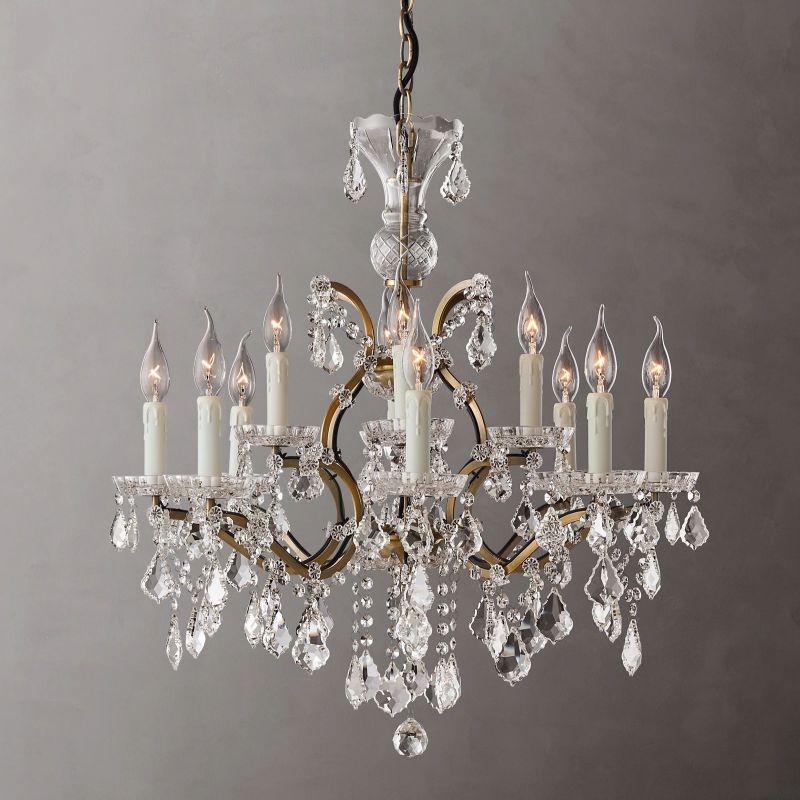 19TH C.Clear Royal Cut Crystal Round Chandelier 28