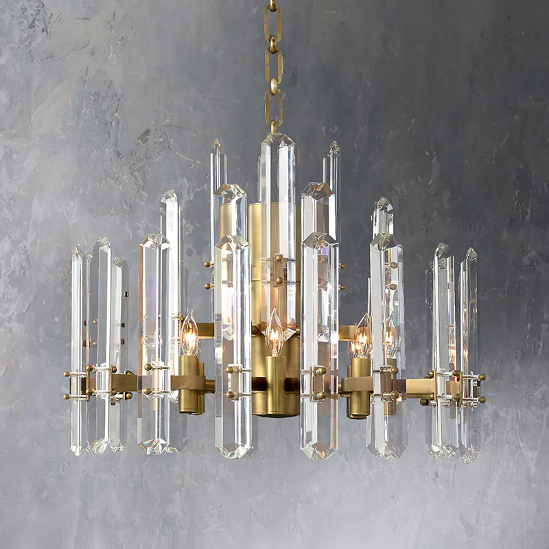 Bonnie Faceted Crystal Prisms Round Chandelier