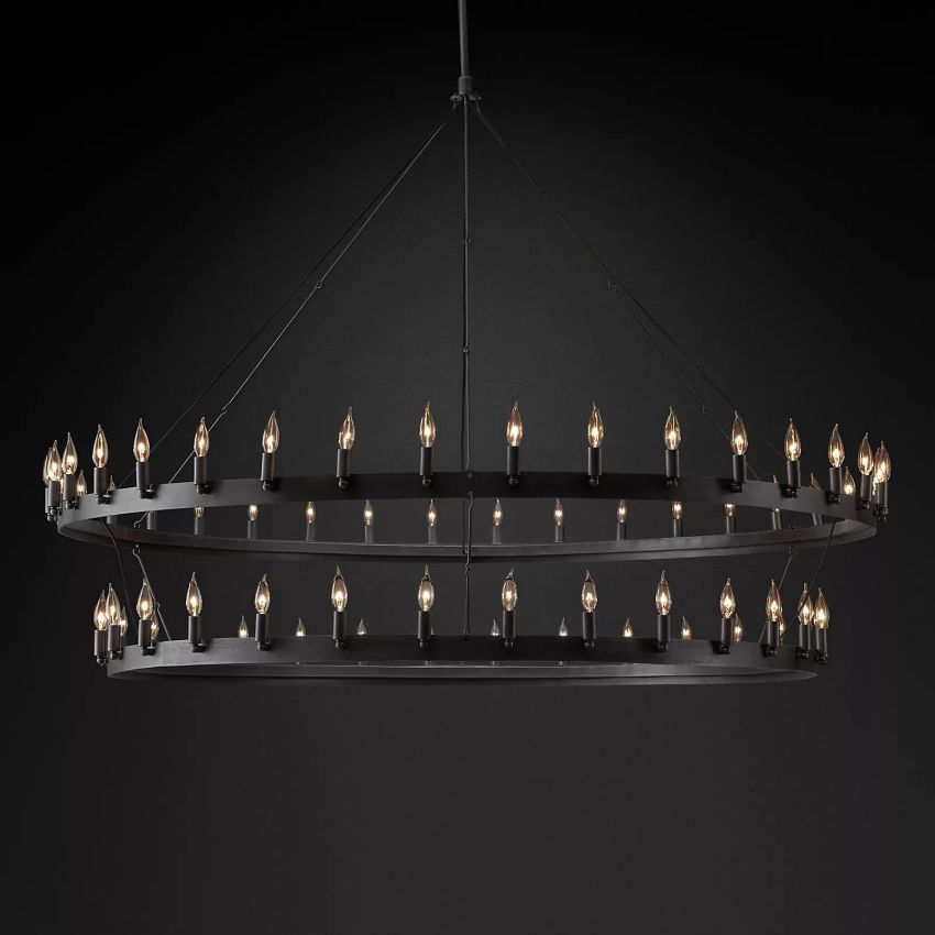 Vintage Candelabra Two-Tier Round Chandelier