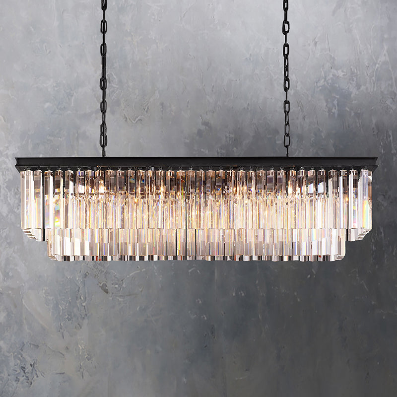 Modern Rectangular K9 Crystal Chandelier