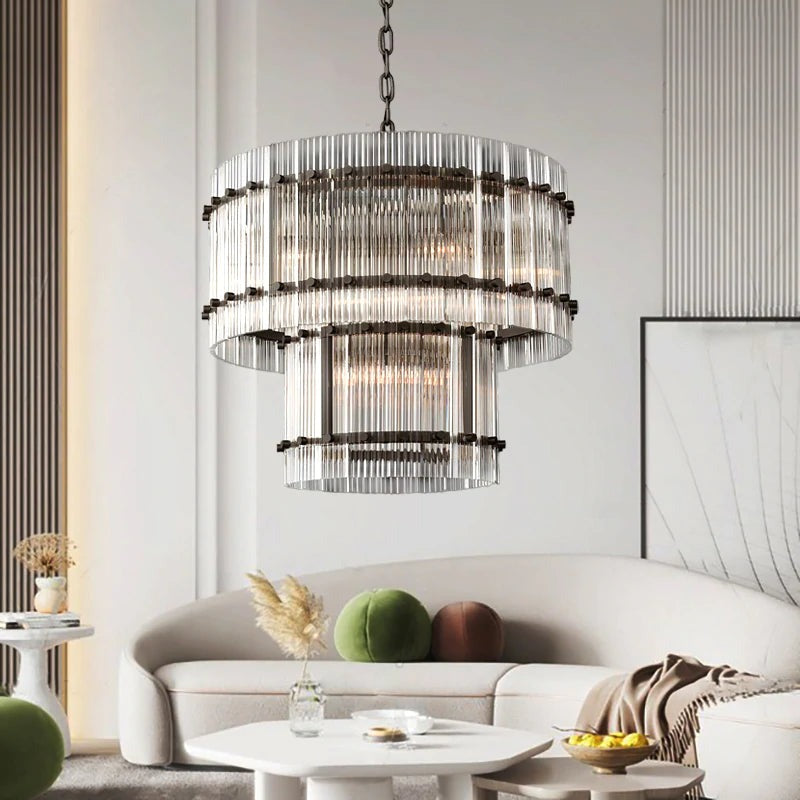 Marcia Glass TWO-TIER Round Chandelier D22
