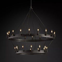 Vintage Candelabra Two-Tier Round Chandelier