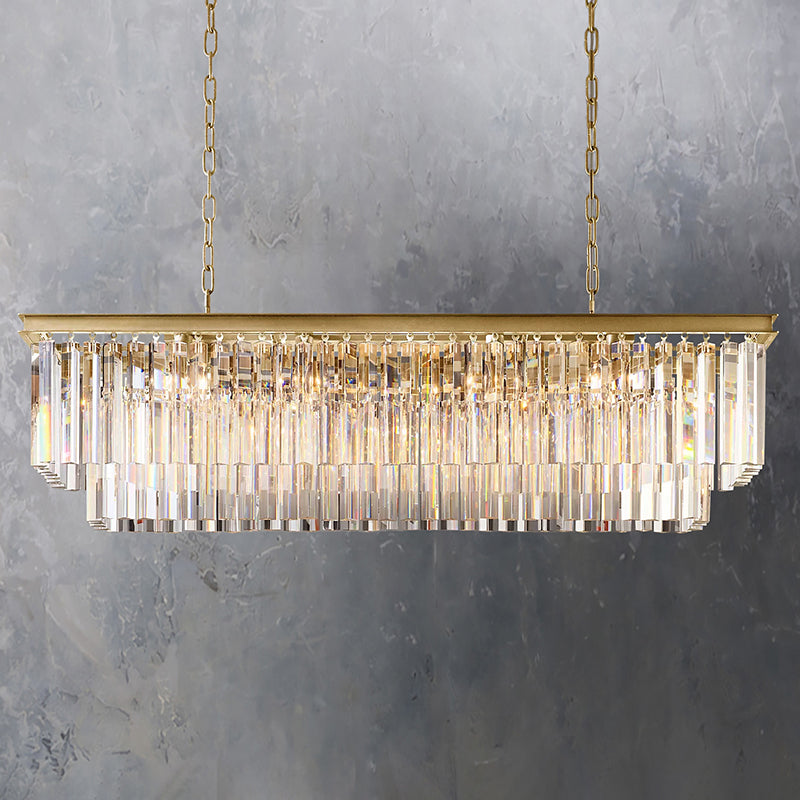 Modern Rectangular K9 Crystal Chandelier