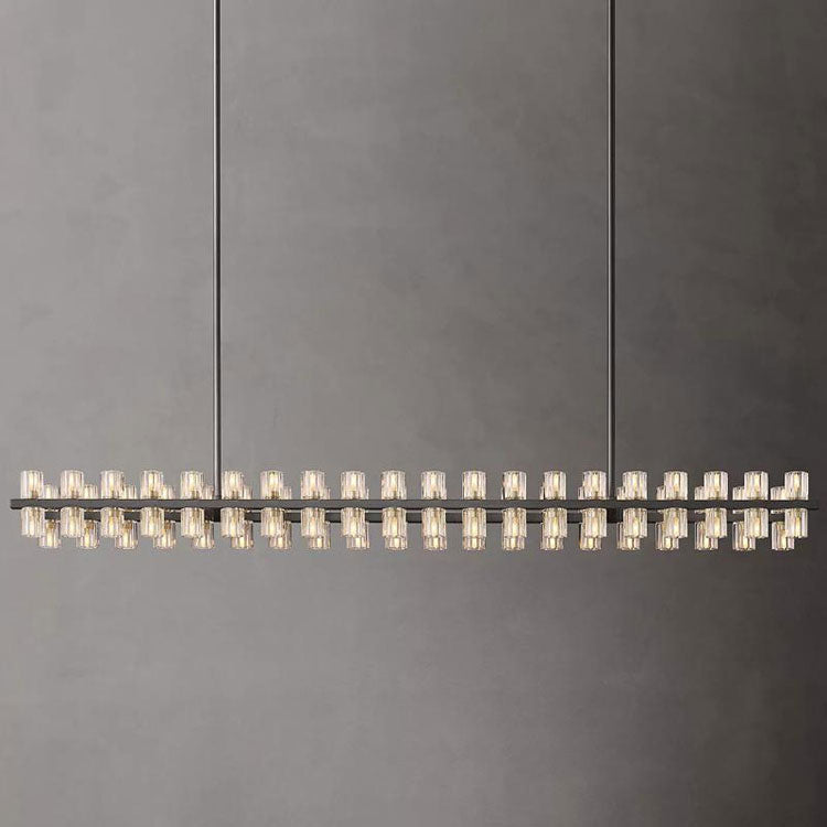 Industrial Rectangular Crystal Chandelier