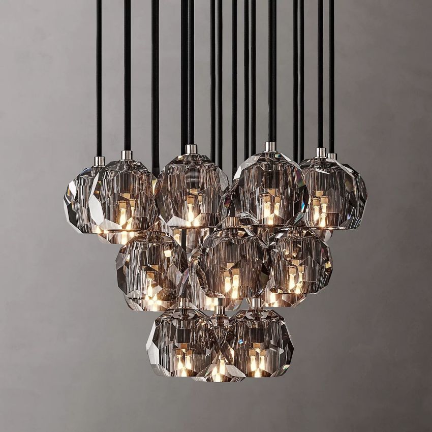 Belle De Crystal Ball Round Cluster Chandelier 19