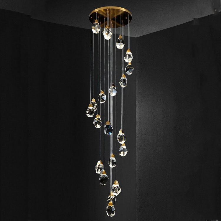 Aurelia Faceted Crystal Prisms  Staircase Loft Chandeliers